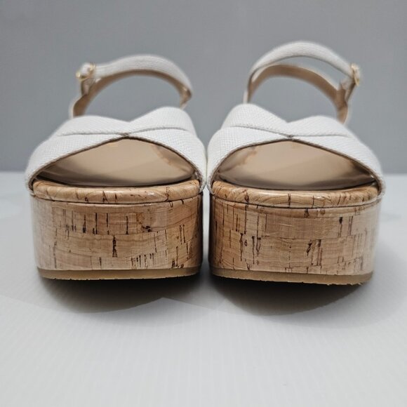 NEW Stuart Weitzman Carmen Midi Wedge Sz 9.5 Sandal Platform White Leather Cork - Picture 6 of 14